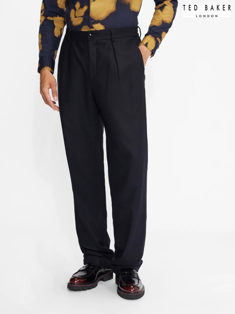 TED BAKER LONDON MEN NWT SCOUT FRANKLIN FIT WOOL BLEND NAVY TROUSERS. SIZE 32R